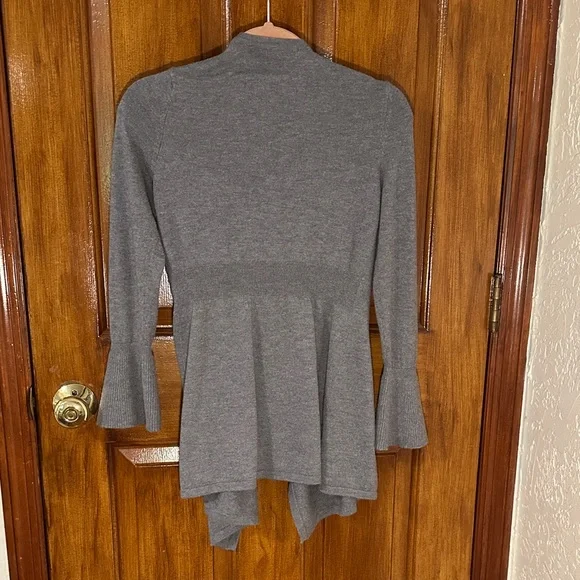 White House Black Market Gray Draped Bell Sleeve Cardigan‎ - Picture 6 of 6